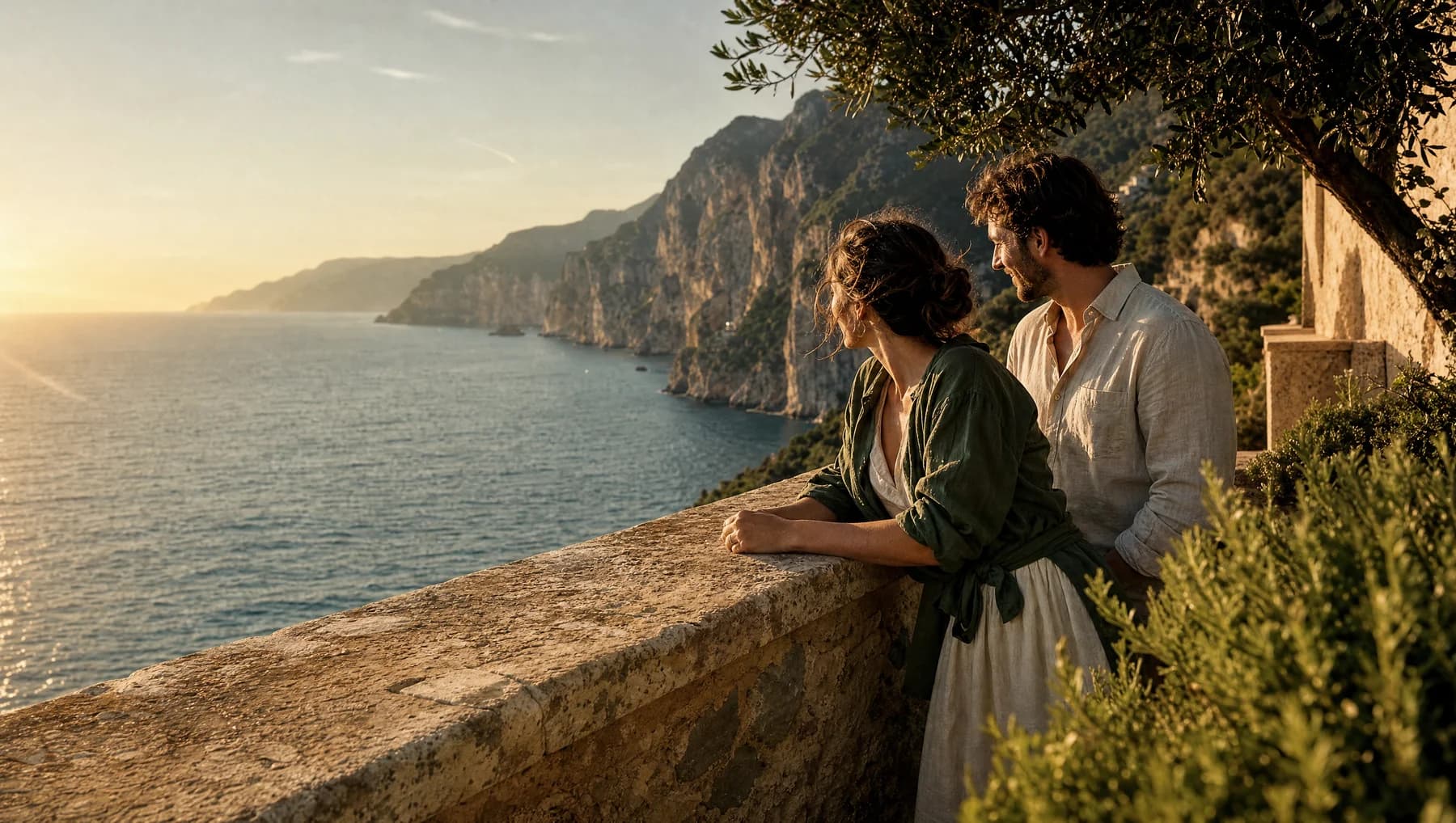 A quiet moment together on a coastal trip